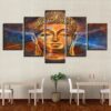 Majestic Golden Buddha - Religion 5 Panel Canvas Art Wall Decor