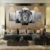 Majestic Lion - Animal 5 Panel Canvas Art Wall Decor