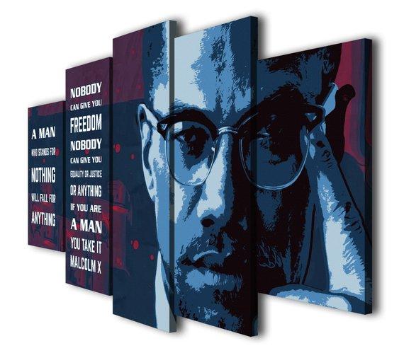 Malcolm X A Man Who Stand For Nothing Quotes - Abstract 5 Panel Canvas Art Wall Decor Malcolm X A Man Who Stand For Nothing Quotes - Abstract 5 Panel Canvas Art Wall Decor