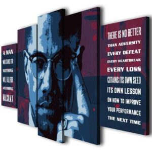 Malcolm X - Famous Person 5 Panel Canvas Art Wall Decor