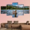 Mallard Duck Female In Lost Lake - Animal 5 Panel Canvas Art Wall Decor
