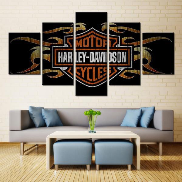 Man Cave Harley - Automotive 5 Panel Canvas Art Wall Decor Man Cave Harley - Automotive 5 Panel Canvas Art Wall Decor