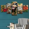 Man Money Bag And Letter - Cartoon 5 Panel Canvas Art Wall Decor