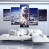 Man On The Moon 1 - Space 5 Panel Canvas Art Wall Decor