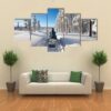 Man Traveling Finnish Lapland With Snowmobile - Nature 5 Panel Canvas Art Wall Decor