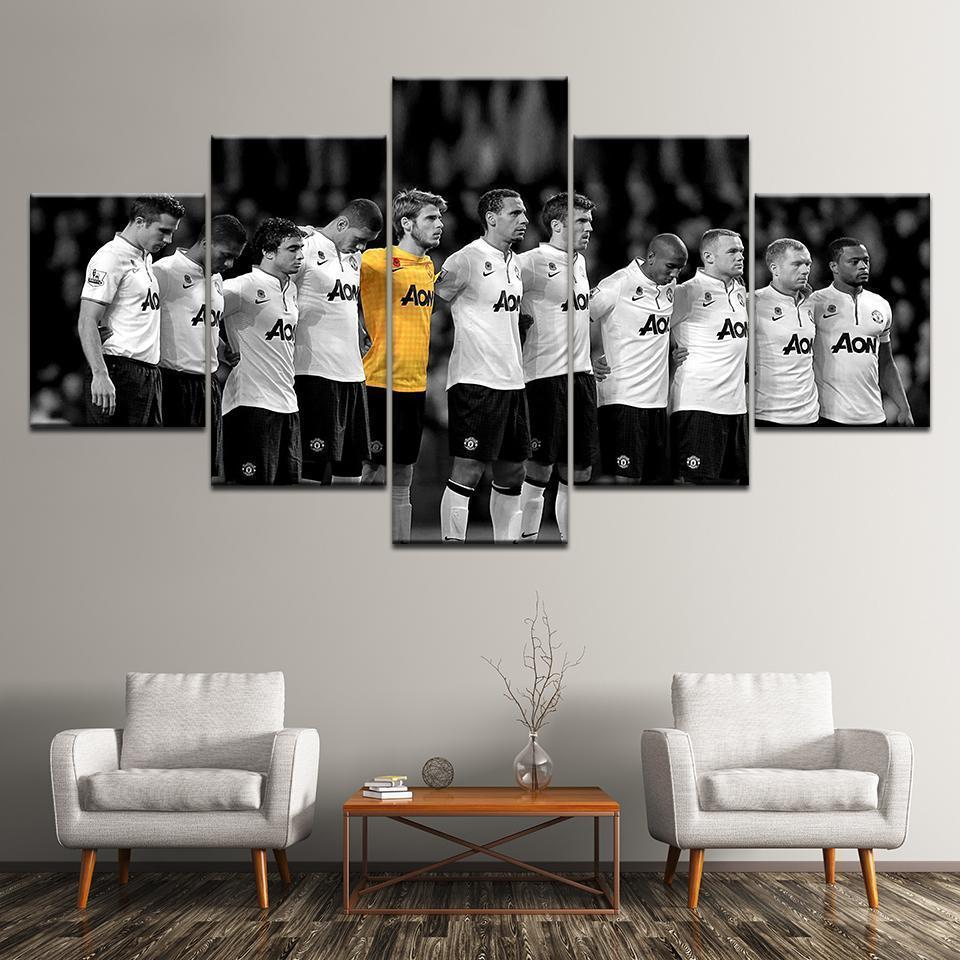 Manchester United Legendary Team Soccer - 5 Panel Canvas Art Wall Decor Manchester United Legendary Team Soccer - 5 Panel Canvas Art Wall Decor