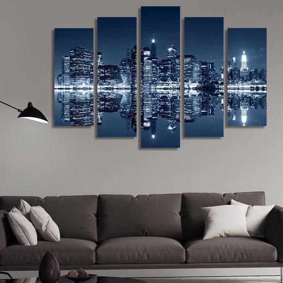 Manhattan New York City - Nature 5 Panel Canvas Art Wall Decor Manhattan New York City - Nature 5 Panel Canvas Art Wall Decor
