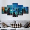 Manhattan Night city - Nature 5 Panel Canvas Art Wall Decor