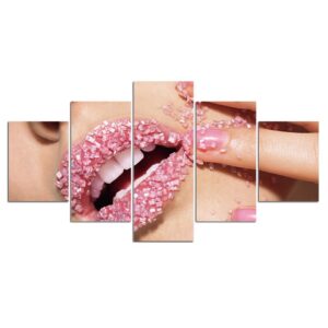 Manicure Lipstick crystal - Abstract 5 Panel Canvas Art Wall Decor