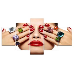 Manicure Lipstick - Abstract 5 Panel Canvas Art Wall Decor