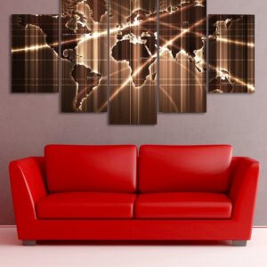 Map - Abstract 5 Panel Canvas Art Wall Decor