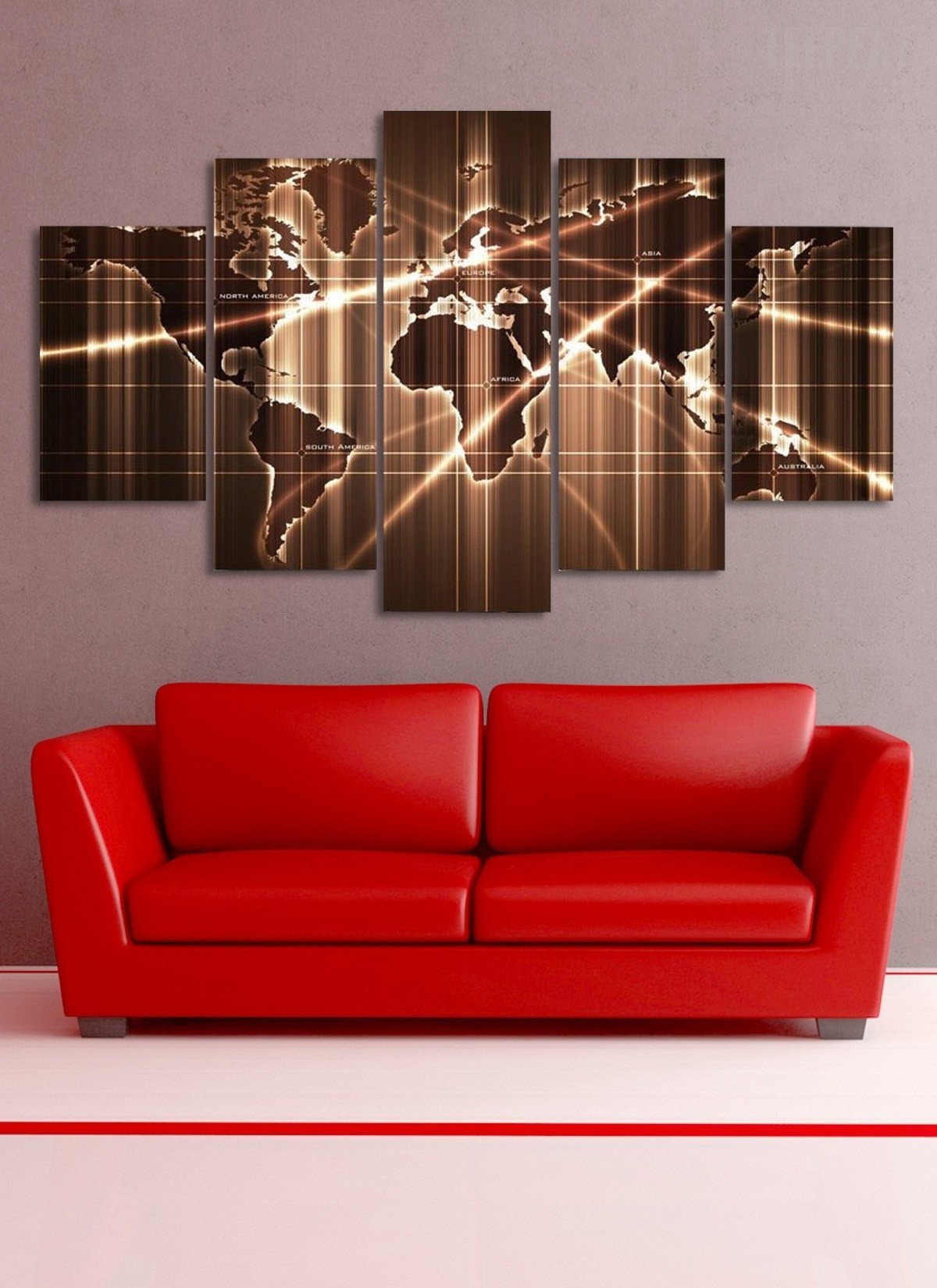 Map - Abstract 5 Panel Canvas Art Wall Decor Map - Abstract 5 Panel Canvas Art Wall Decor