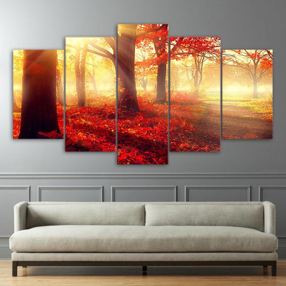 Maple 10 - Nature 5 Panel Canvas Art Wall Decor Maple 10 - Nature 5 Panel Canvas Art Wall Decor