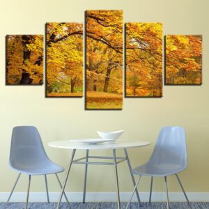 Maple Forest 3 - Nature 5 Panel Canvas Art Wall Decor