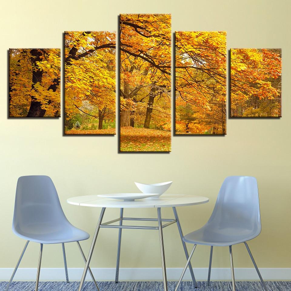 Maple Forest 3 - Nature 5 Panel Canvas Art Wall Decor Maple Forest 3 - Nature 5 Panel Canvas Art Wall Decor