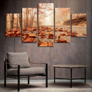 Maple Leaf 1 - Nature 5 Panel Canvas Art Wall Decor