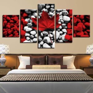 Maple Leaf 16 - Abstract 5 Panel Canvas Art Wall Decor
