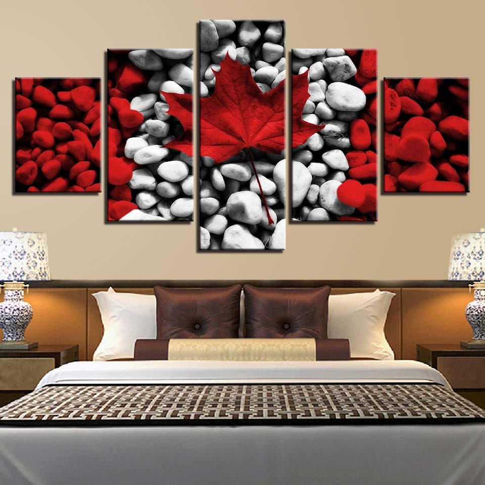 Maple Leaf 16 - Abstract 5 Panel Canvas Art Wall Decor Maple Leaf 16 - Abstract 5 Panel Canvas Art Wall Decor