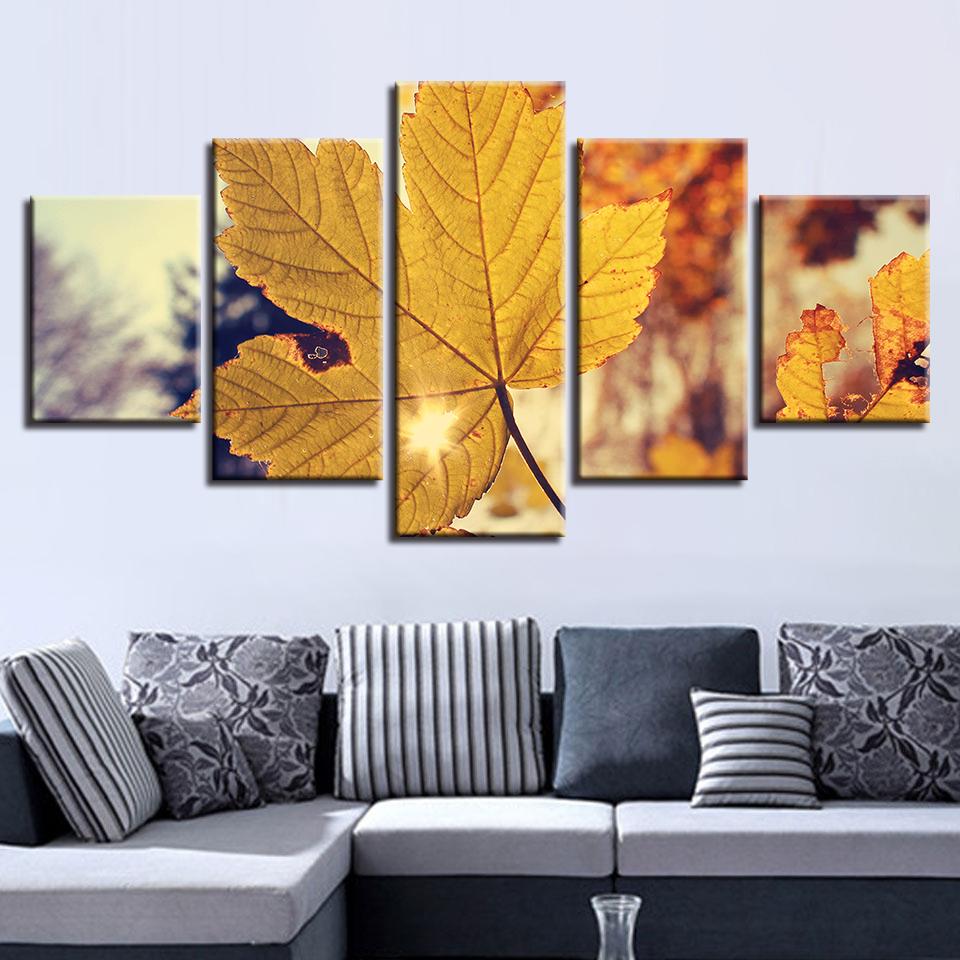 Maple Leaf 2 - Nature 5 Panel Canvas Art Wall Decor Maple Leaf 2 - Nature 5 Panel Canvas Art Wall Decor
