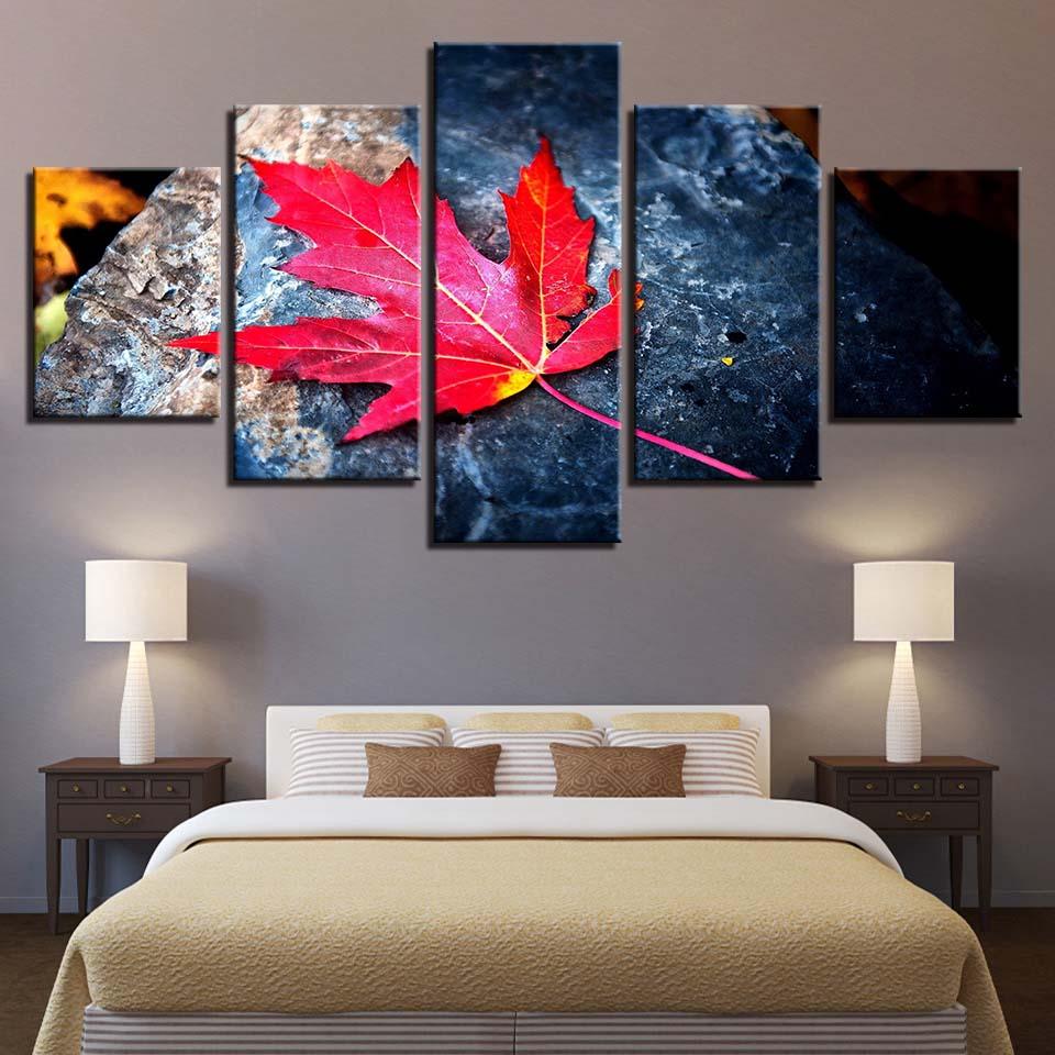 Maple Leaf 5 - Nature 5 Panel Canvas Art Wall Decor Maple Leaf 5 - Nature 5 Panel Canvas Art Wall Decor