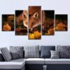 Maple Leaf And Animal Wolf - Animal 5 Panel Canvas Art Wall Decor