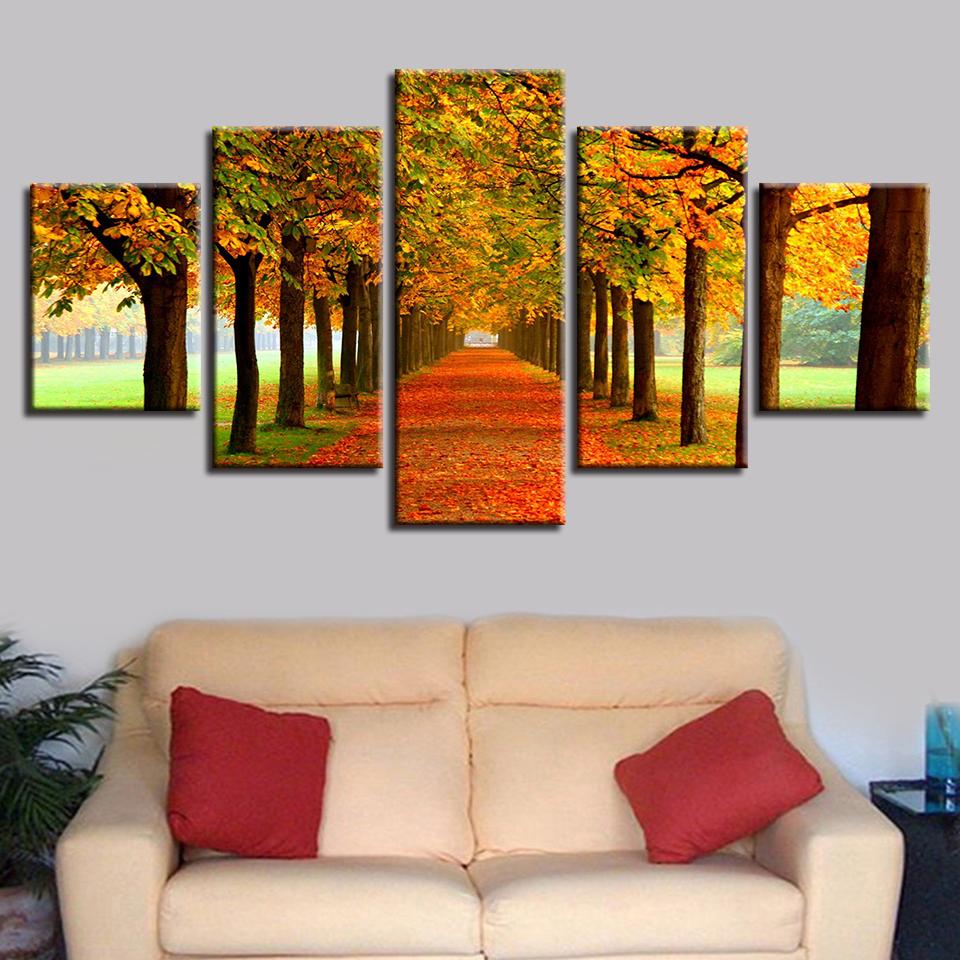 Maple Trees - Nature 5 Panel Canvas Art Wall Decor Maple Trees - Nature 5 Panel Canvas Art Wall Decor