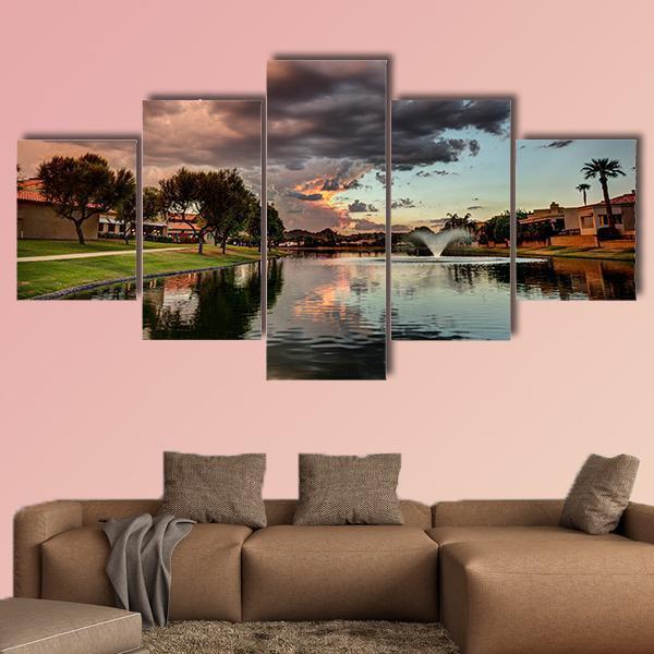 Marguerite Lake At Sunset - Nature 5 Panel Canvas Art Wall Decor Marguerite Lake At Sunset - Nature 5 Panel Canvas Art Wall Decor