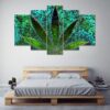 Marijuana Leaf Psychedelic Hemp 1 - Nature 5 Panel Canvas Art Wall Decor
