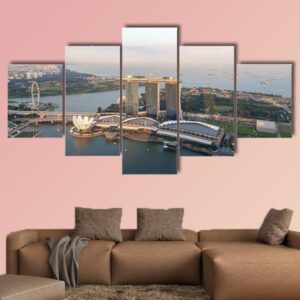 Marina Bay Sands Hotel - Nature 5 Panel Canvas Art Wall Decor