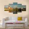 Marinkin Tower With Church Of Michael Archangel By River Kolomenka - Nature 5 Panel Canvas Art Wall Decor