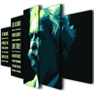 Mark Twain - Famous Person 5 Panel Canvas Art Wall Decor