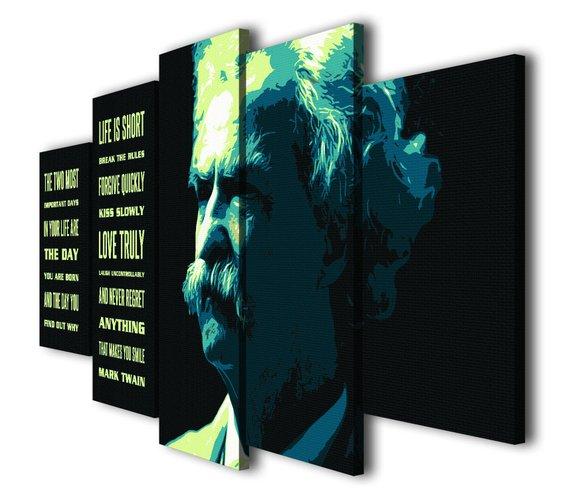 Mark Twain - Famous Person 5 Panel Canvas Art Wall Decor Mark Twain - Famous Person 5 Panel Canvas Art Wall Decor