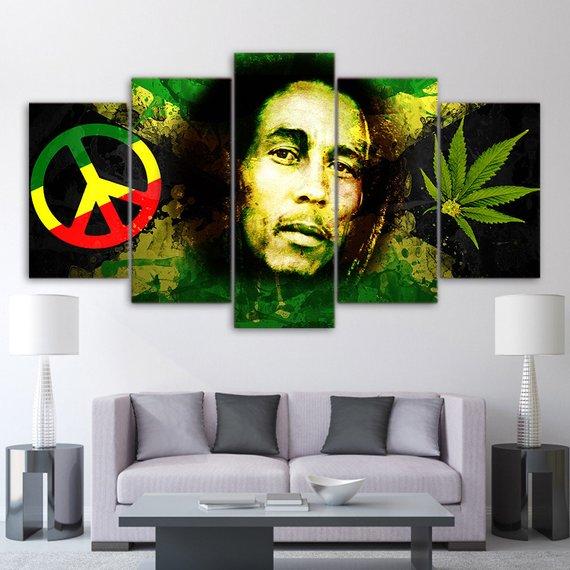 Marley Peace Cannabis - Famous Person 5 Panel Canvas Art Wall Decor Marley Peace Cannabis - Famous Person 5 Panel Canvas Art Wall Decor