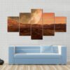 Mars Like Red Planet With Giant Moon At The Horizon - Nature 5 Panel Canvas Art Wall Decor