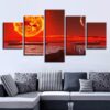 Mars Moon Night View - Space 5 Panel Canvas Art Wall Decor