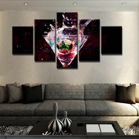 Martini Cocktail Highball Bar Restaurant - Nature 5 Panel Canvas Art Wall Decor Martini Cocktail Highball Bar Restaurant - Nature 5 Panel Canvas Art Wall Decor