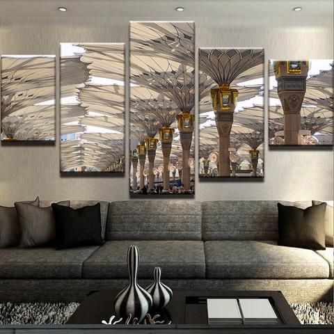 Masjid Nabawi Umbrellas - Nature 5 Panel Canvas Art Wall Decor Masjid Nabawi Umbrellas - Nature 5 Panel Canvas Art Wall Decor