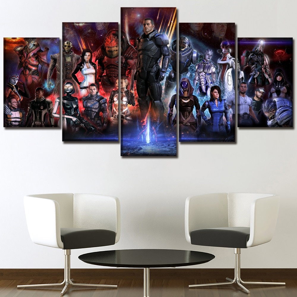Mass Effect Characters Poster 1 Gaming - 5 Panel Canvas Art Wall Decor Mass Effect Characters Poster 1 Gaming - 5 Panel Canvas Art Wall Decor