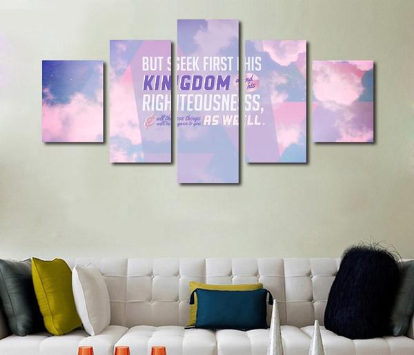 Matthew 6:33 #2 Seek Ye First The Kingdom Of God Bible Verse - Religion 5 Panel Canvas Art Wall Decor Matthew 6:33 #2 Seek Ye First The Kingdom Of God Bible Verse - Religion 5 Panel Canvas Art Wall Decor