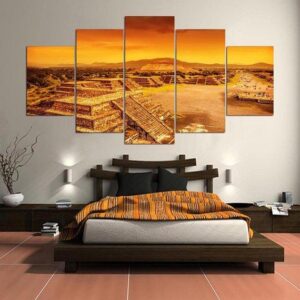 Maya Pyramids Large - Nature 5 Panel Canvas Art Wall Decor