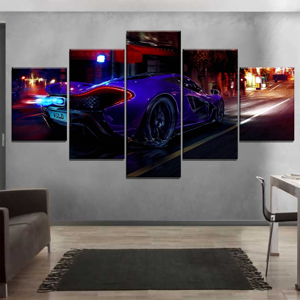 McLaren P1 At Night Sports Car - 5 Panel Canvas Art Wall Decor McLaren P1 At Night Sports Car - 5 Panel Canvas Art Wall Decor