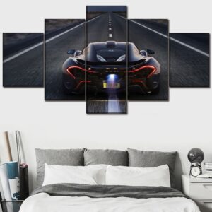 McLaren P1 Back View Black And Red Car - 5 Panel Canvas Art Wall Decor