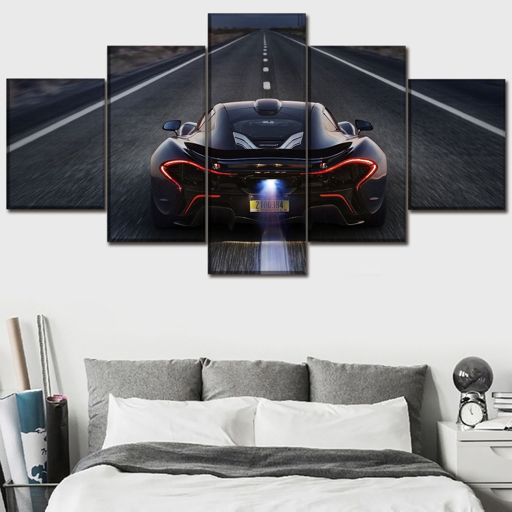 McLaren P1 Back View Black And Red Car - 5 Panel Canvas Art Wall Decor McLaren P1 Back View Black And Red Car - 5 Panel Canvas Art Wall Decor