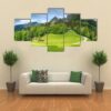 Meadow With Road In Berchtesgaden National Park - Nature 5 Panel Canvas Art Wall Decor