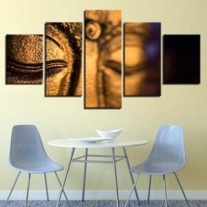 Meditate With Buddha - Religion 5 Panel Canvas Art Wall Decor