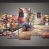 Mediterranean Garden - Abstract 5 Panel Canvas Art Wall Decor