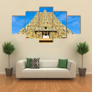 Meenakshi Amman Temple In India - Nature 5 Panel Canvas Art Wall Decor