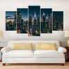 Melbourne At Night Melbourne - Nature 5 Panel Canvas Art Wall Decor