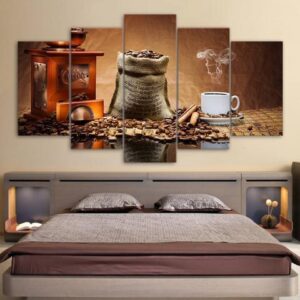 Mellow Coffee Beans - Nature 5 Panel Canvas Art Wall Decor
