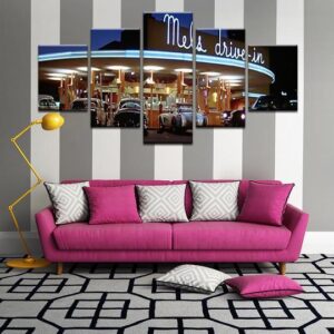 Mels Drive In American Grafitti - Nature 5 Panel Canvas Art Wall Decor